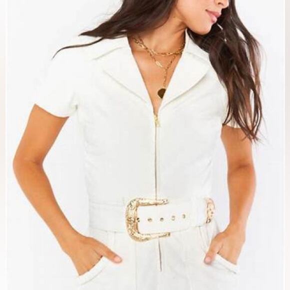 Show Me Your Mumu REVOLVE Outlaw Corduroy Mini Dress Cream Casual Sz Large - Picture 4 of 9